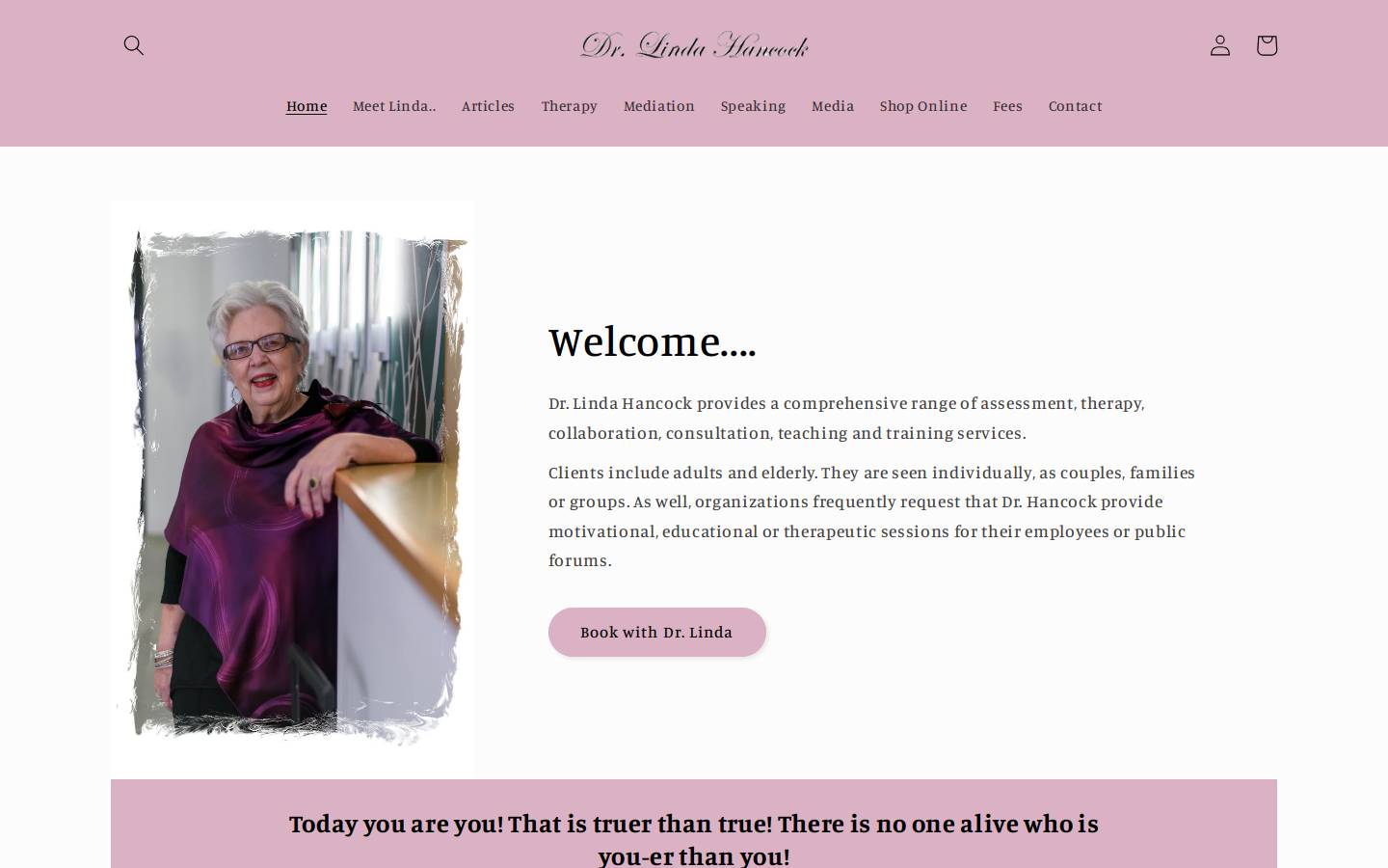lindahancock.com homepage screenshot