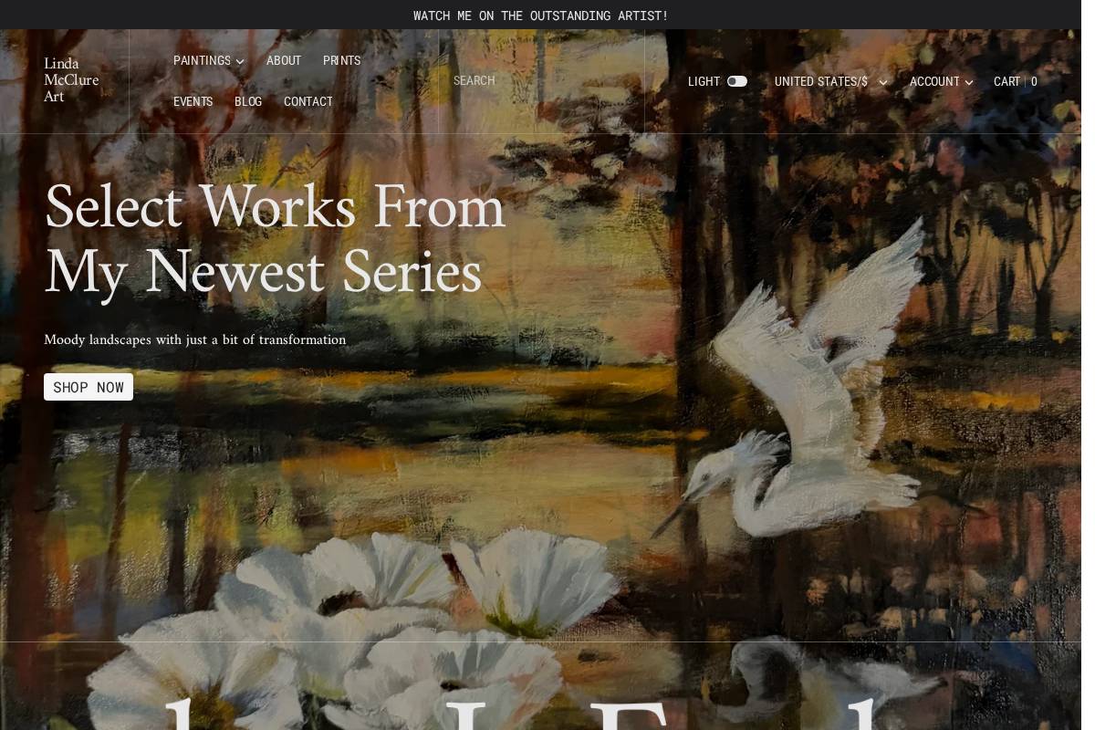 lindamcclureart.com homepage screenshot