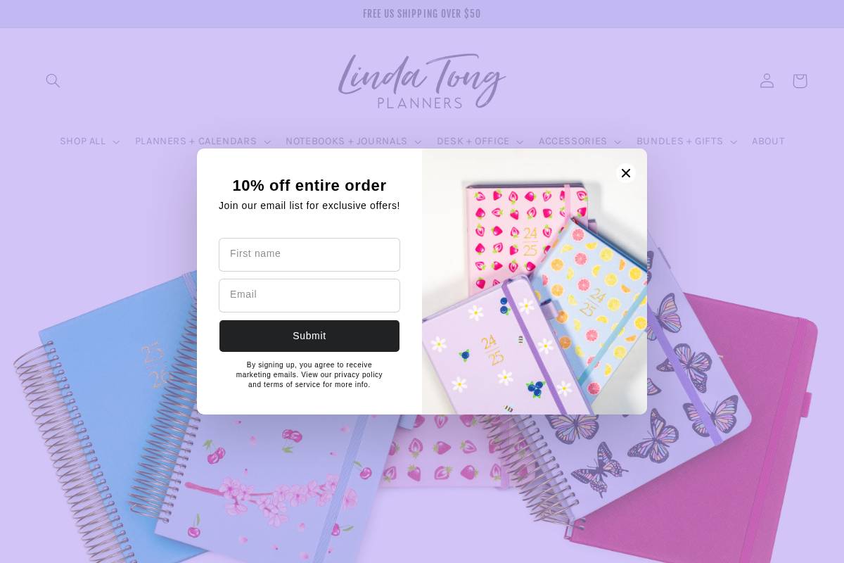 lindatongplanners.com homepage screenshot