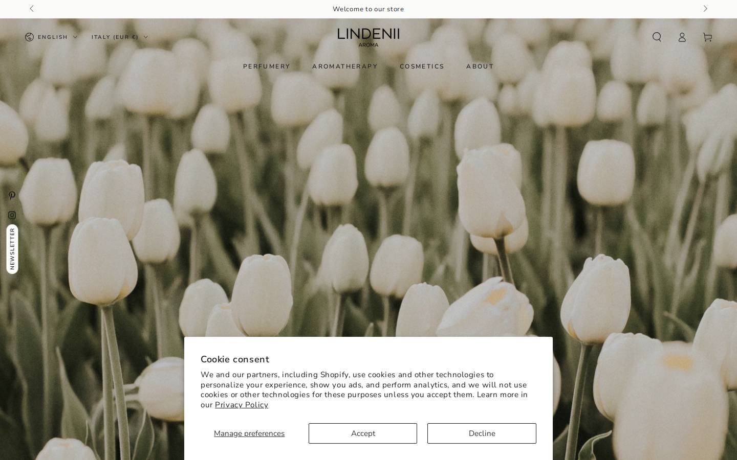 LINDENII AROMA homepage screenshot