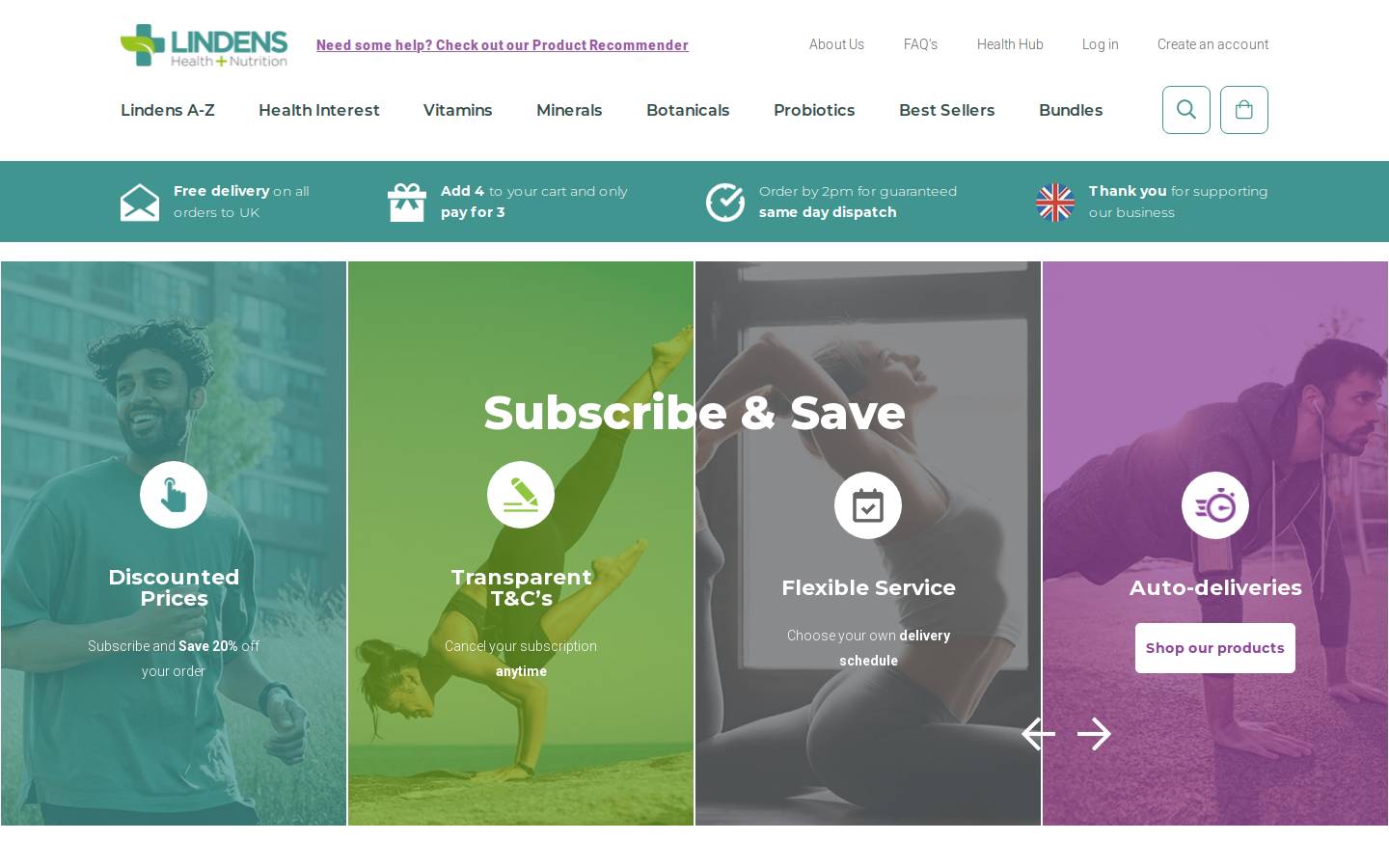 Lindens Health & Nutrition Ltd homepage screenshot