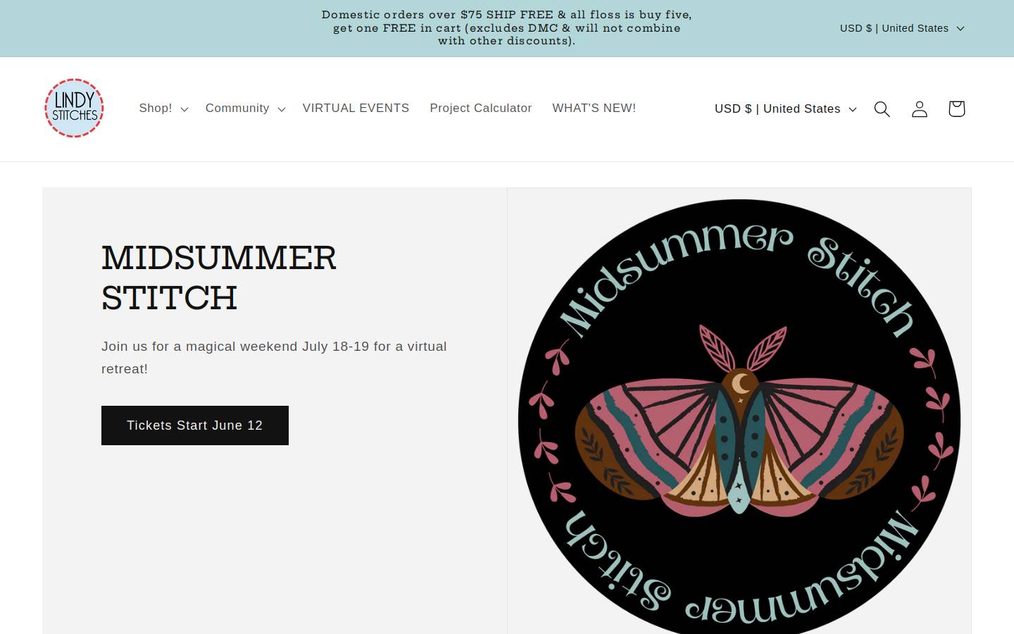 lindystitches.com homepage screenshot