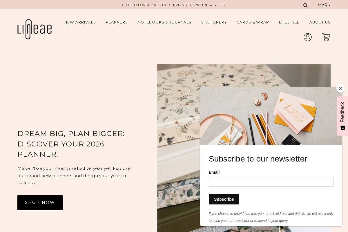 Lineae homepage screenshot