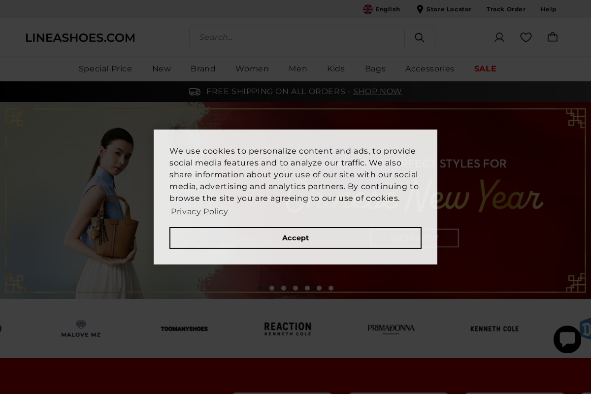 Lineashoes.com homepage screenshot
