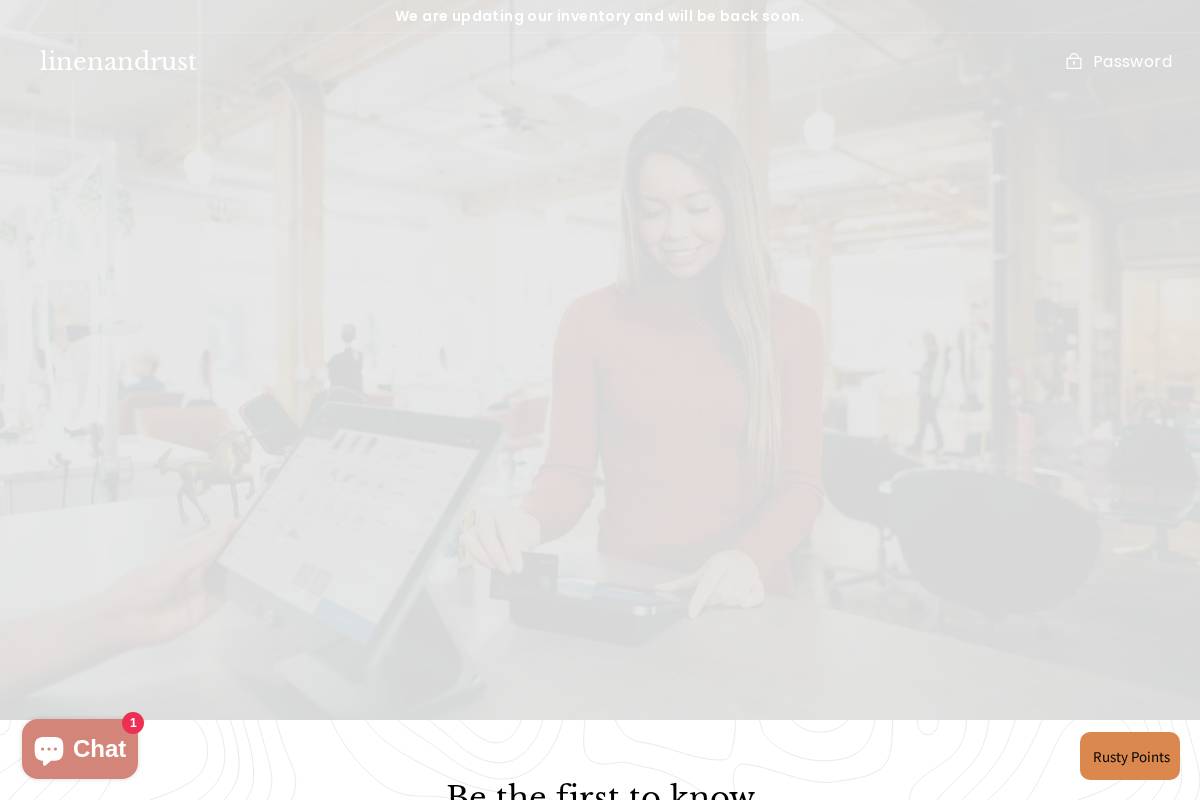 linenandrust.shop homepage screenshot