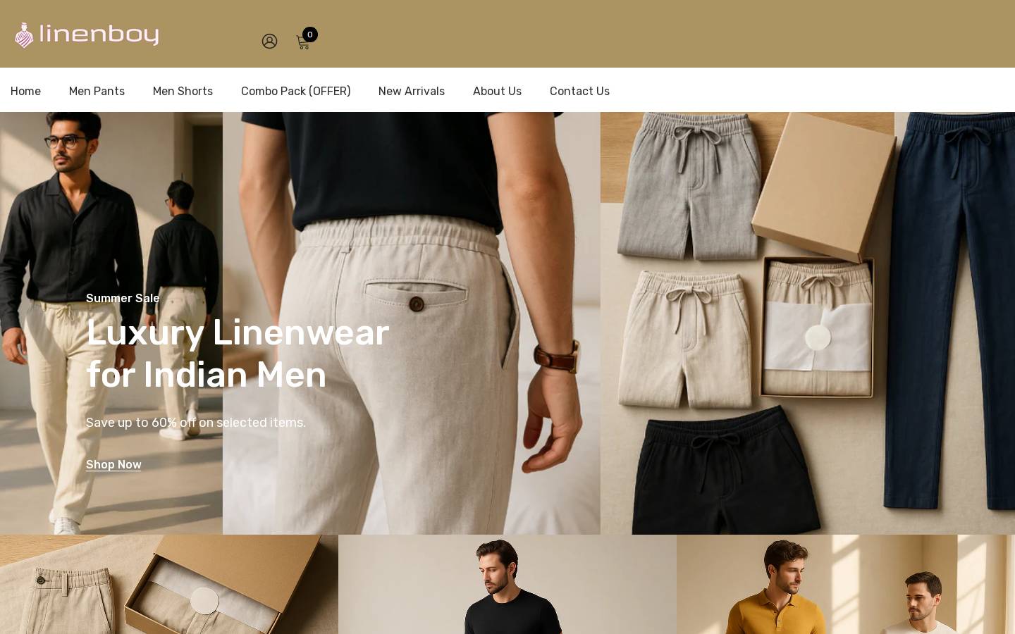 linenboy.com homepage screenshot