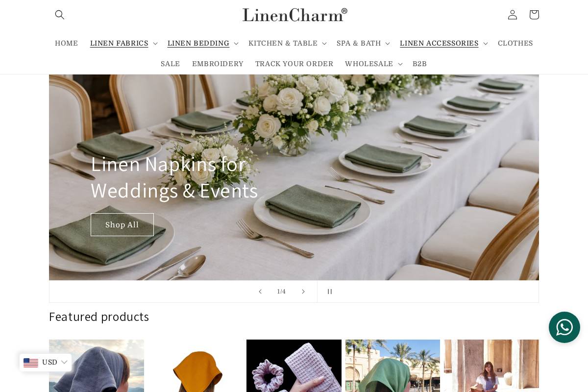 linencharm.com homepage screenshot