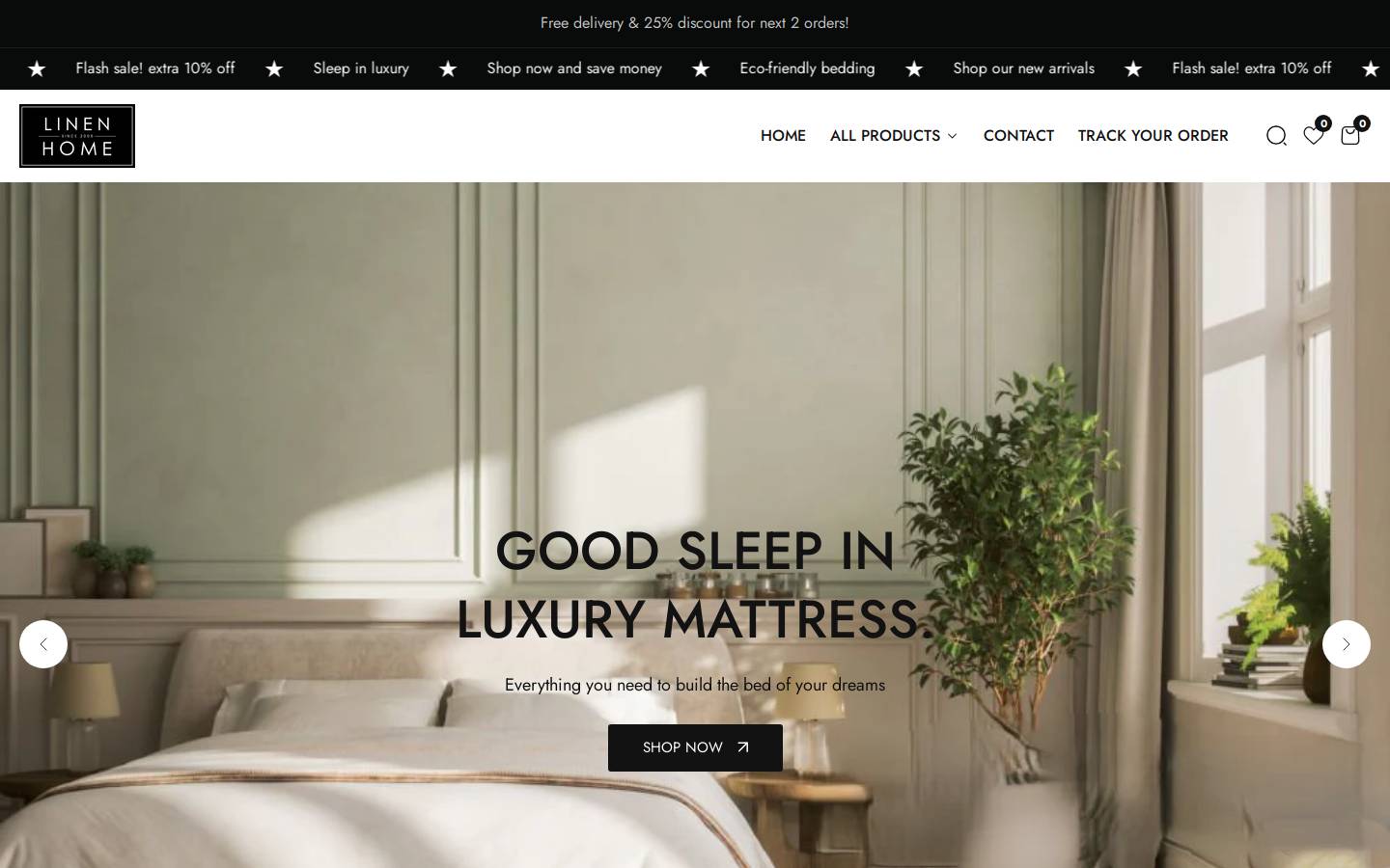 linenhome.co.uk homepage screenshot