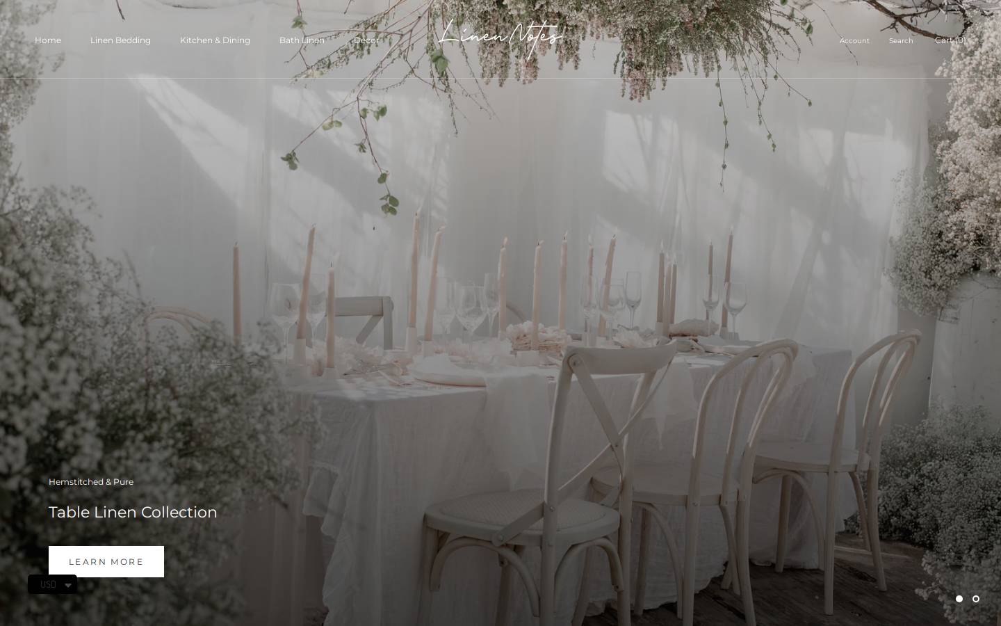 Linen Notes homepage screenshot