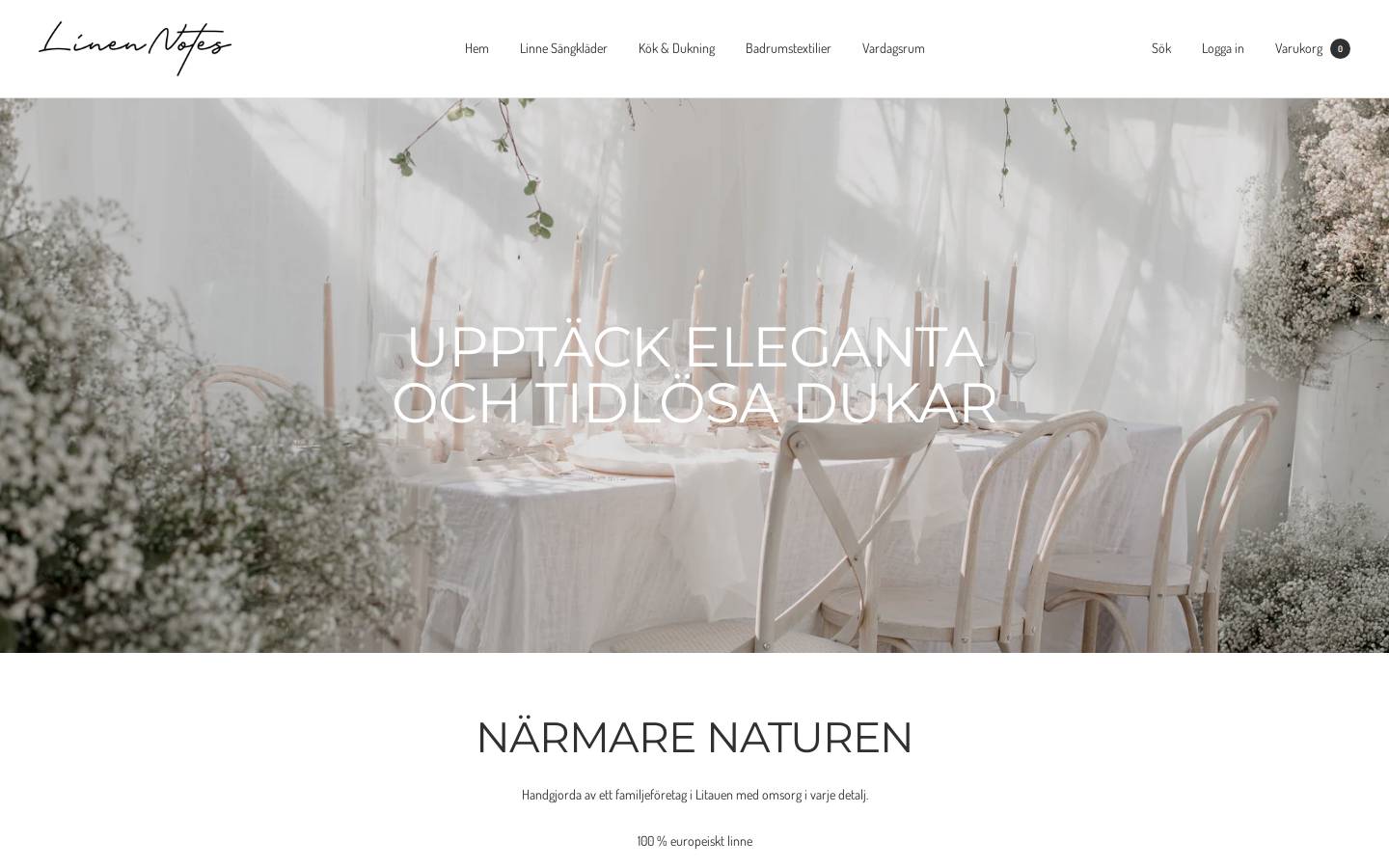 Linen Notes homepage screenshot