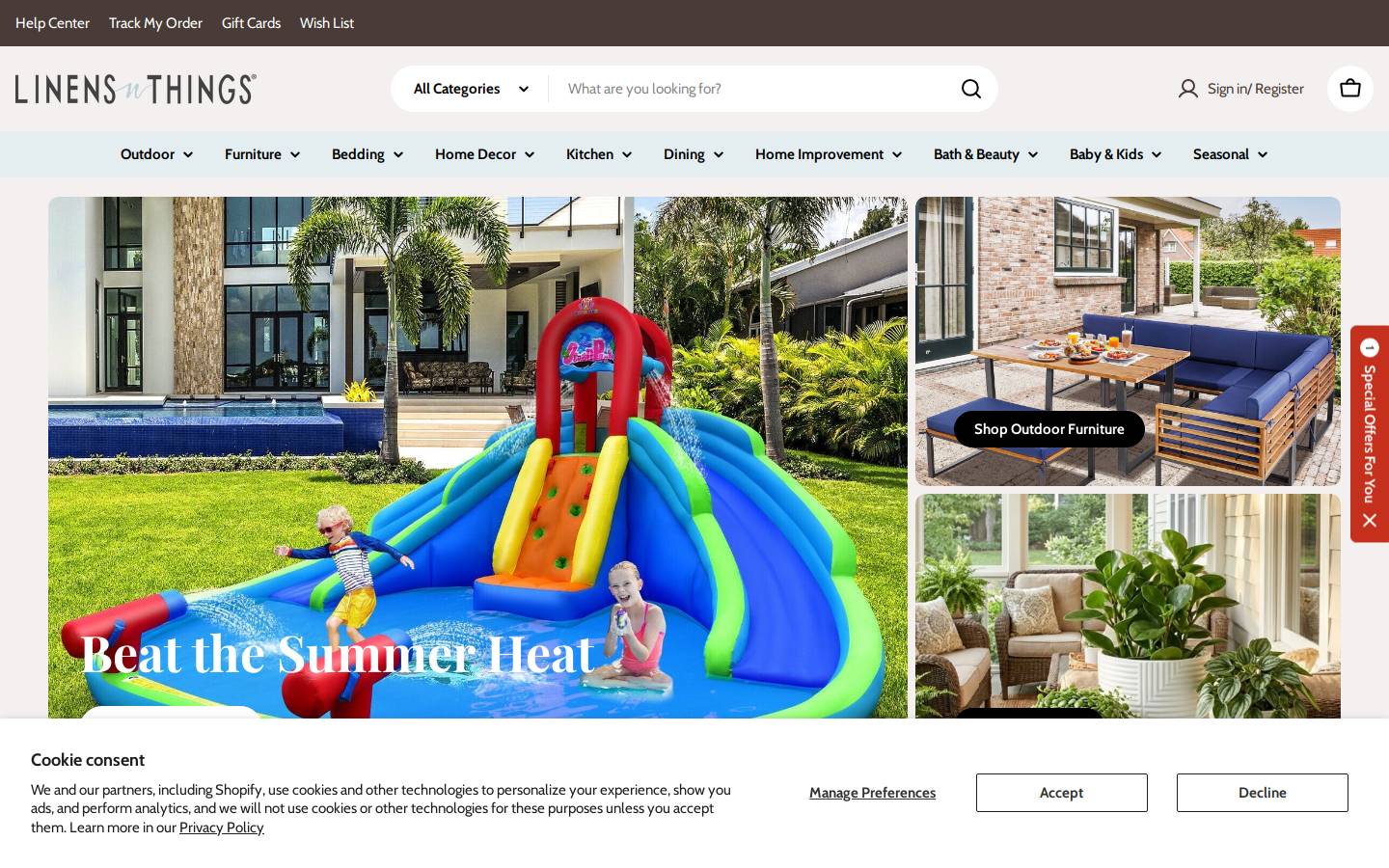 linens-n-things.com homepage screenshot