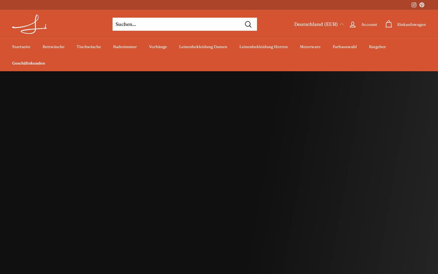linenshed.com homepage screenshot