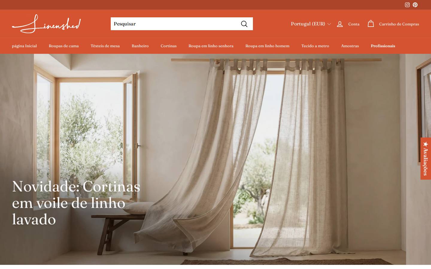 linenshed.com homepage screenshot