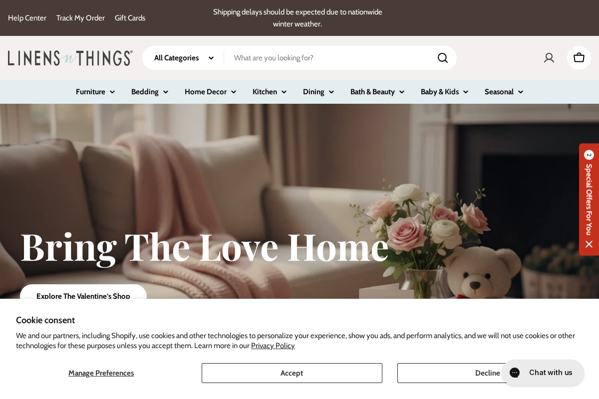 Linensnthings homepage screenshot