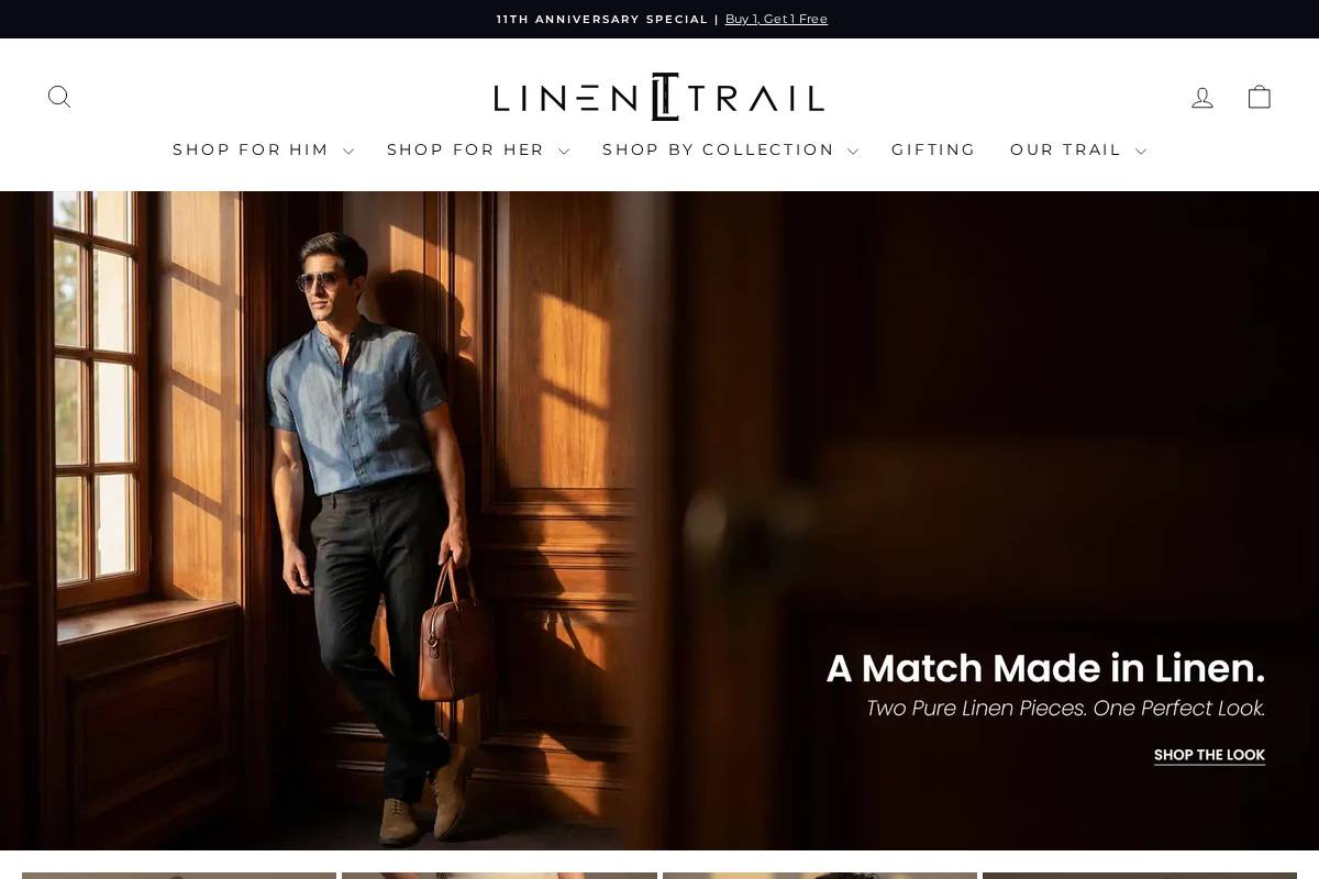 linentrail.com homepage screenshot