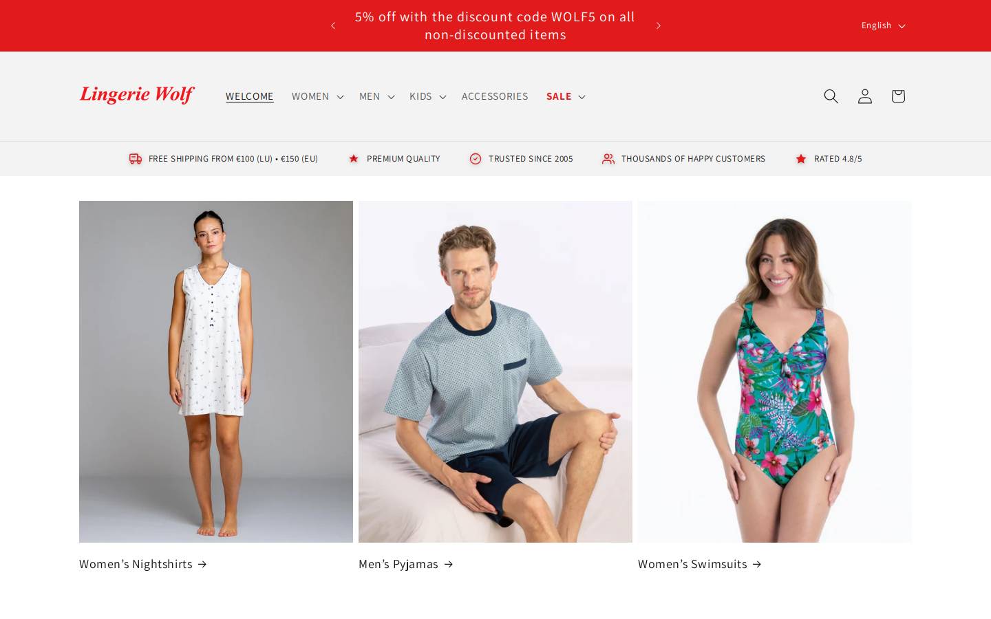 lingerie-wolf.com homepage screenshot