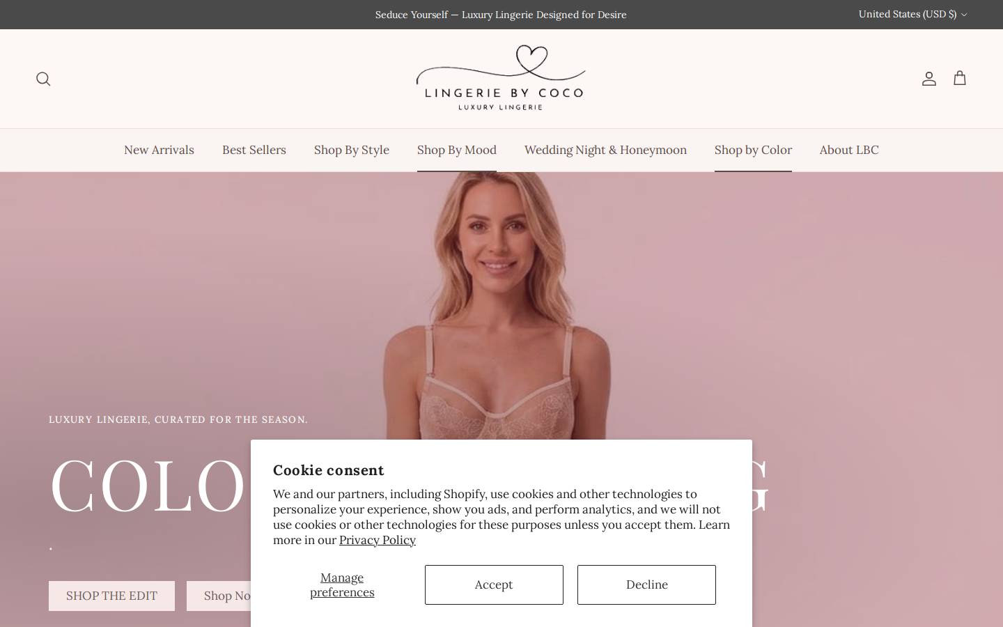 lingeriebycoco.com homepage screenshot