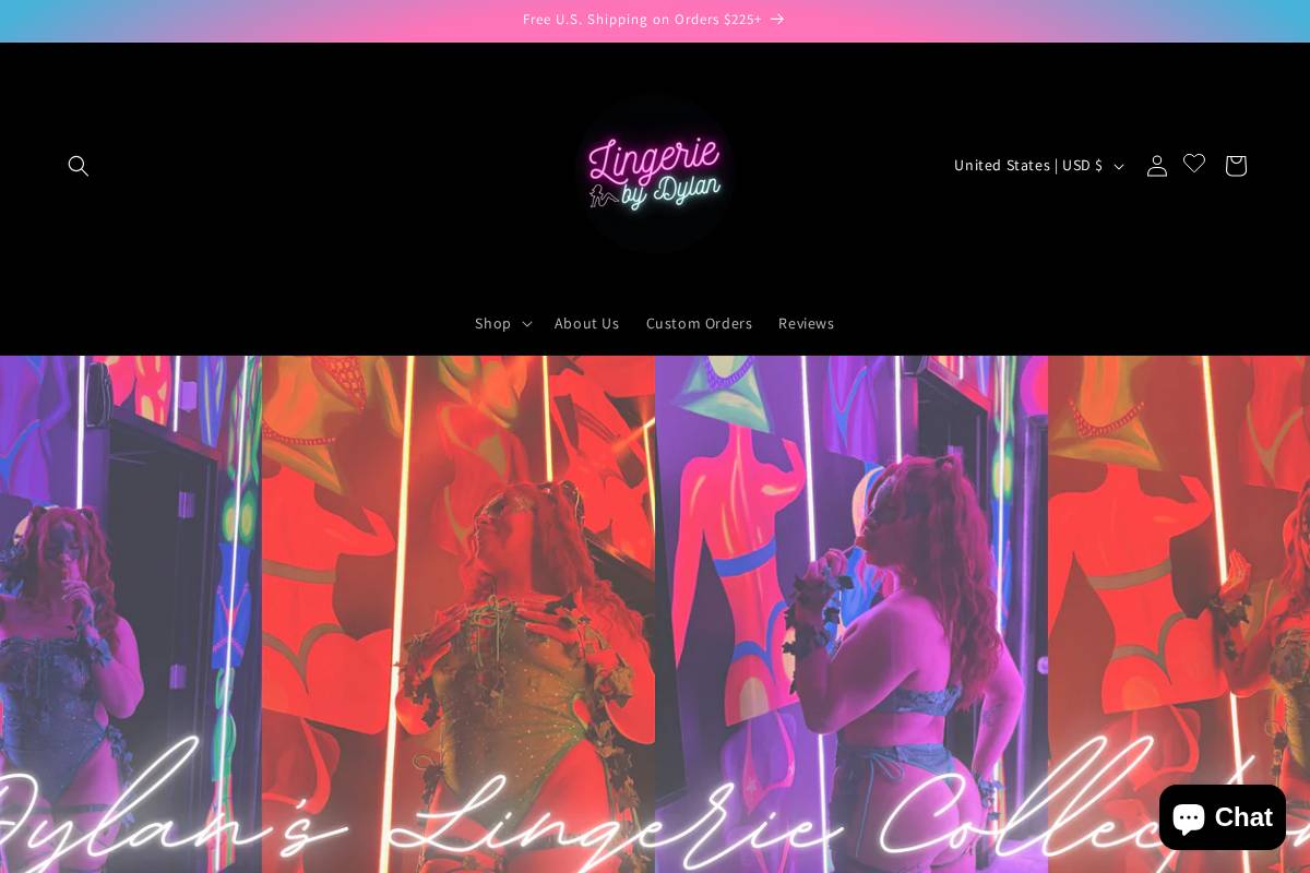 lingeriebydylan.com homepage screenshot