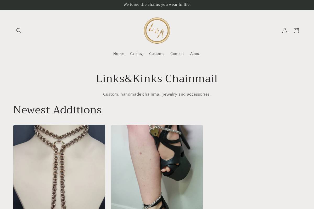 linkskinkschainmail.com homepage screenshot