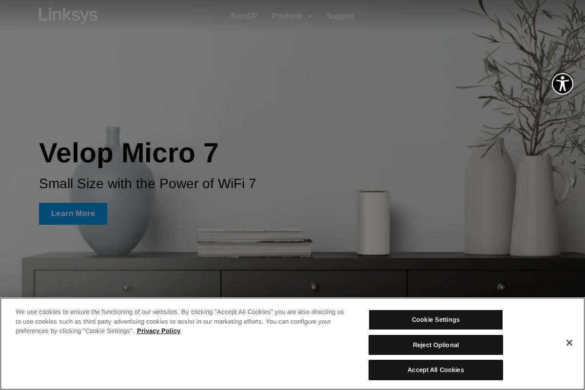 Linksysbycisco homepage screenshot