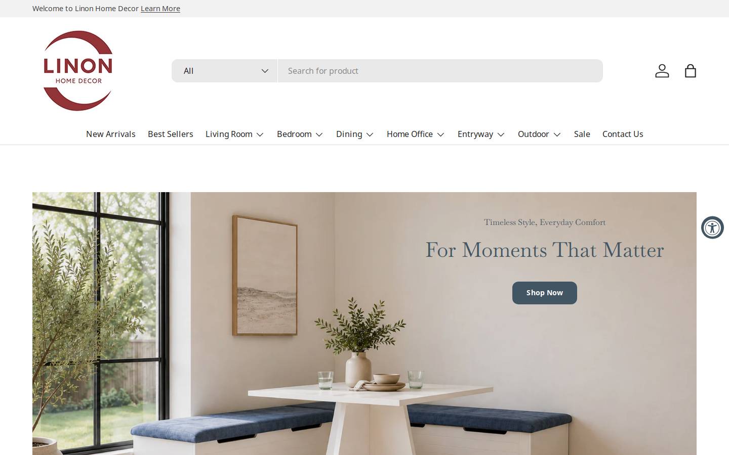 linon.com homepage screenshot