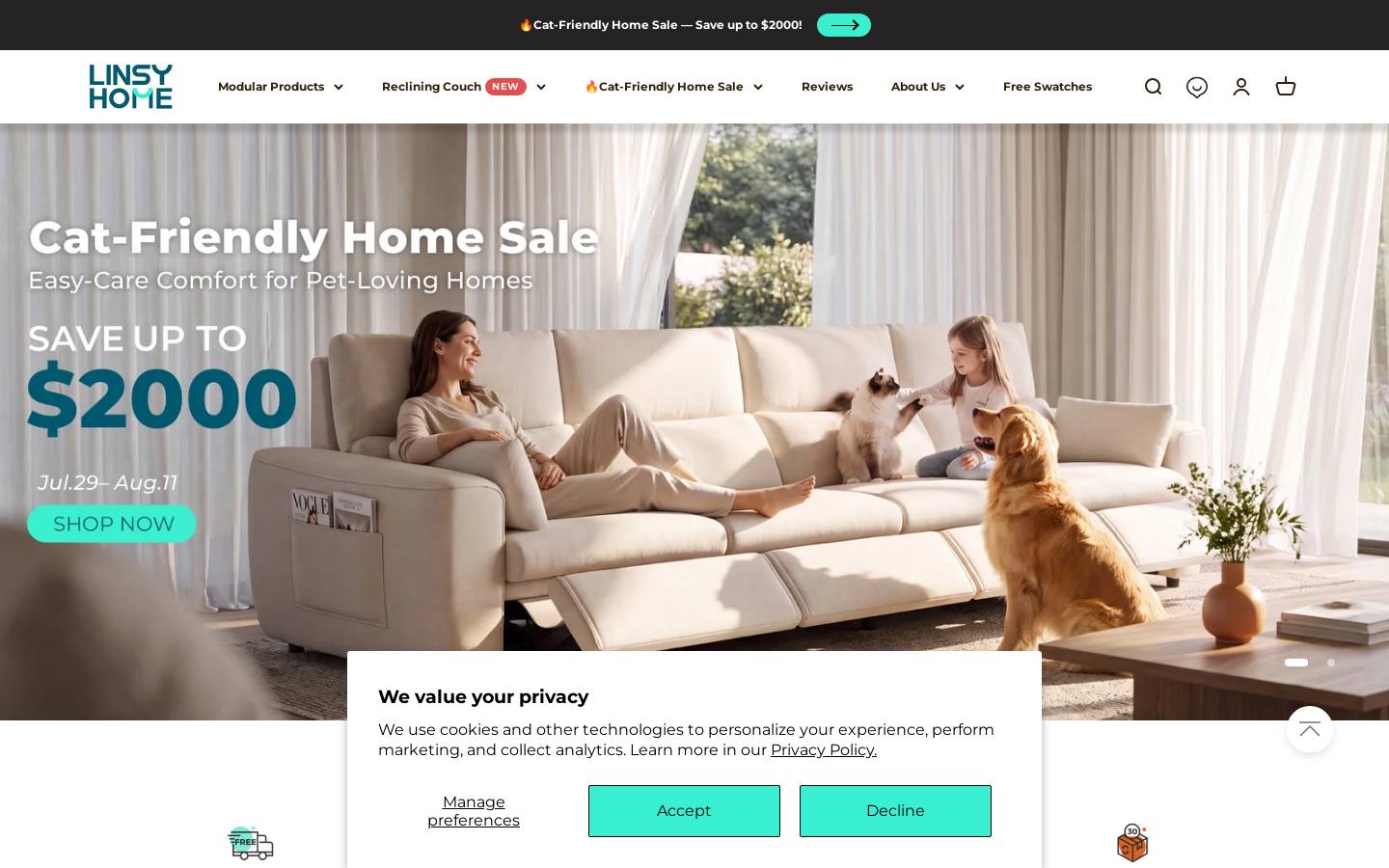 LINSY HOME homepage screenshot
