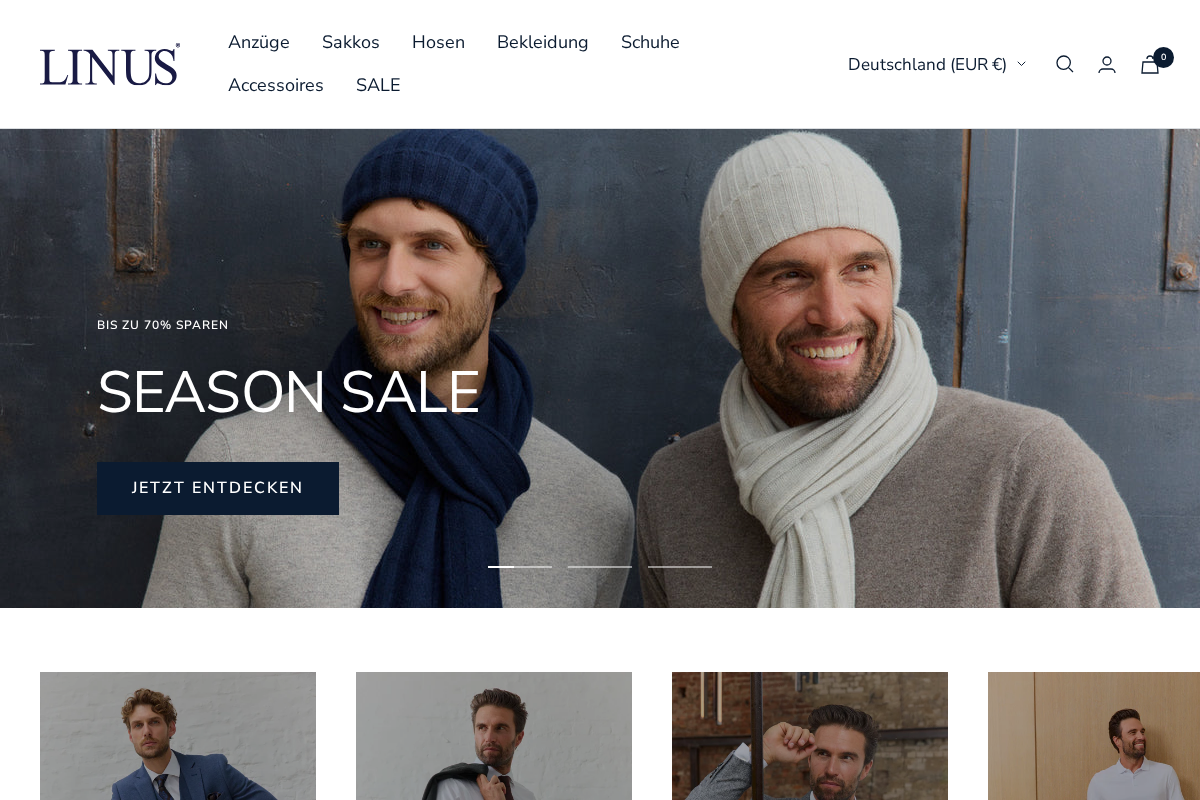 Linus Herrenmode homepage screenshot
