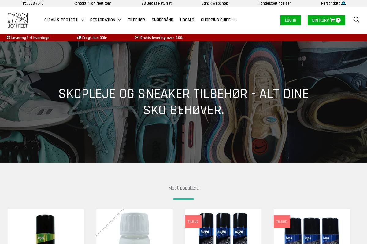 Lion Feet homepage screenshot