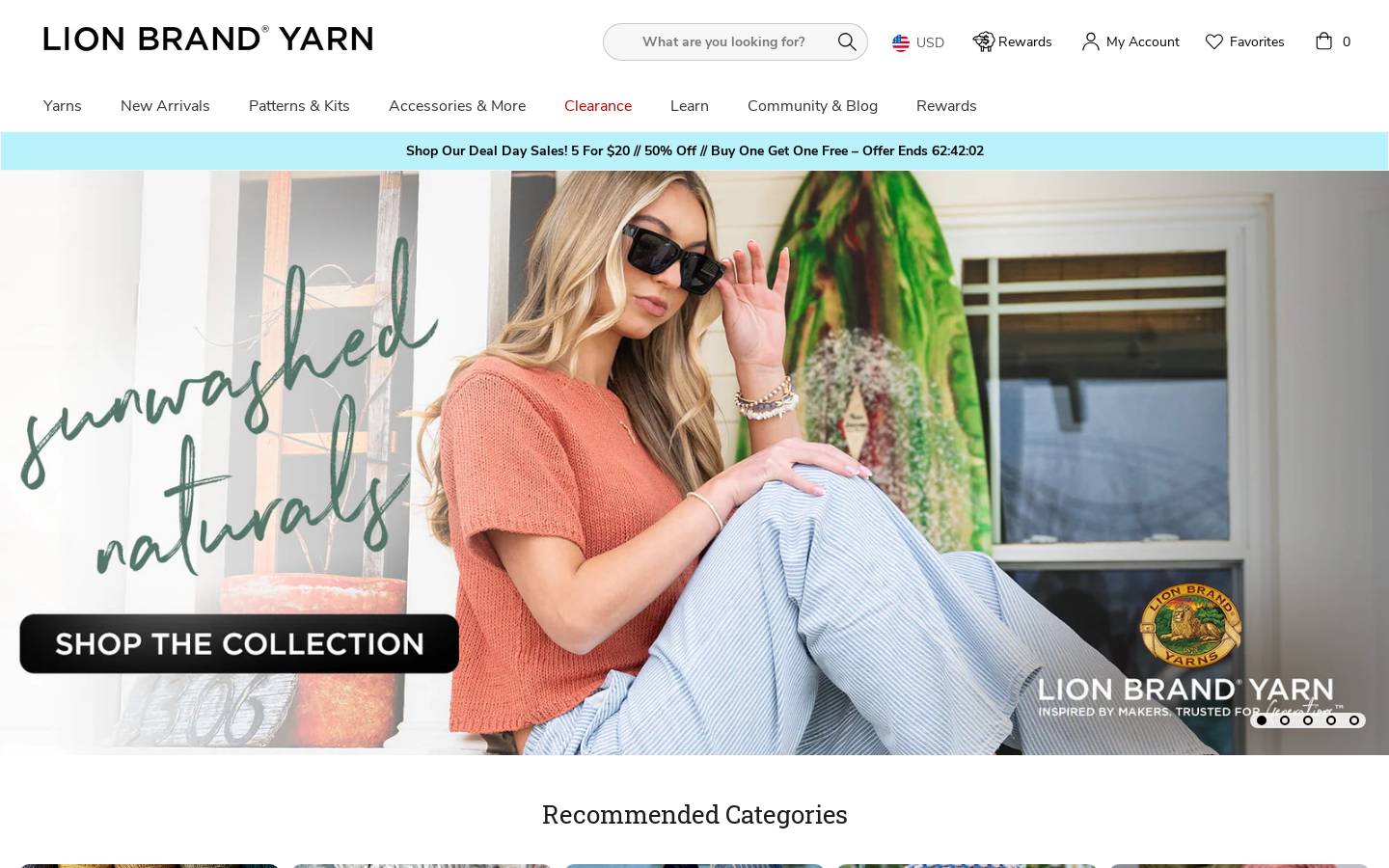 lionbrandyarn.com homepage screenshot