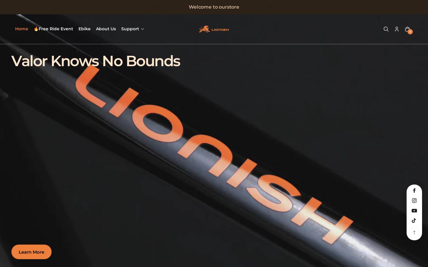 Lionishebike homepage screenshot