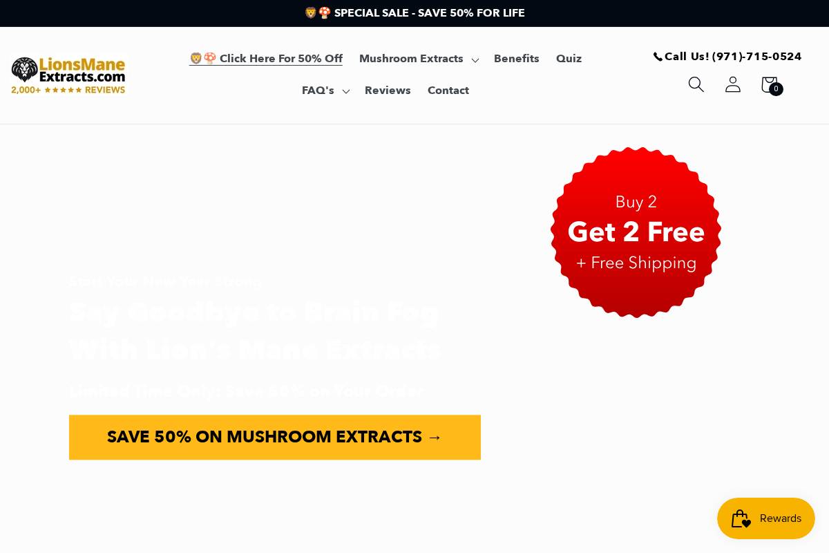 Lionsmaneextracts homepage screenshot