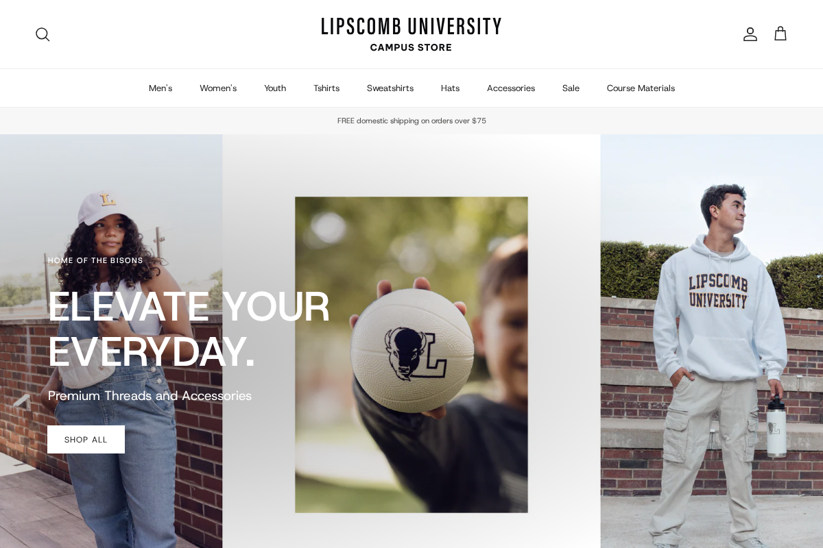 Lipscomb Campus Store homepage screenshot