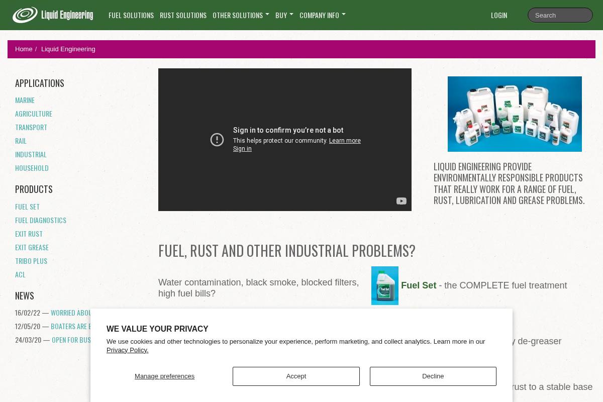 liquideng.com homepage screenshot