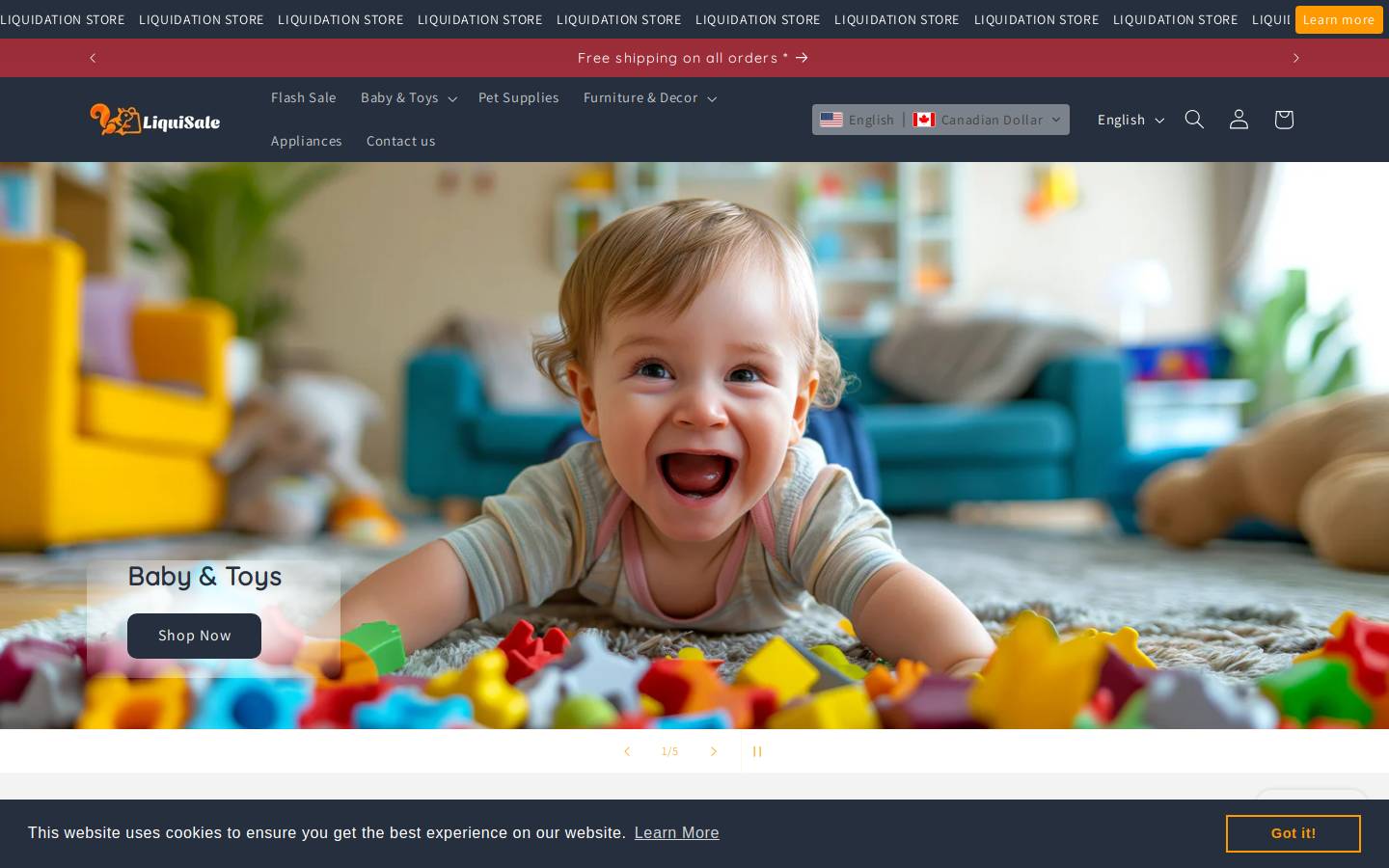 Liquisale homepage screenshot