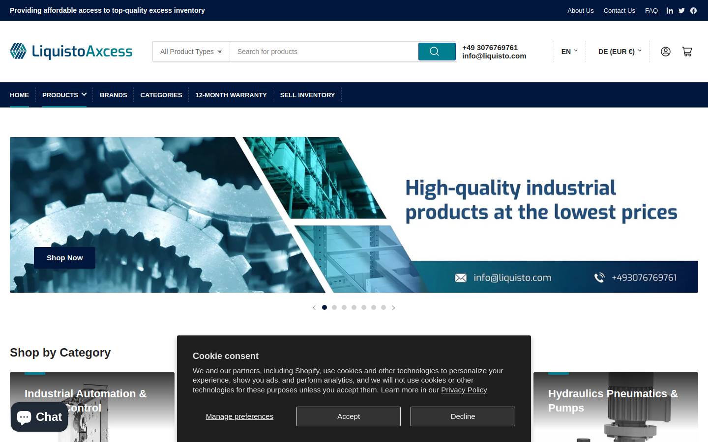LiquistoAxcess homepage screenshot