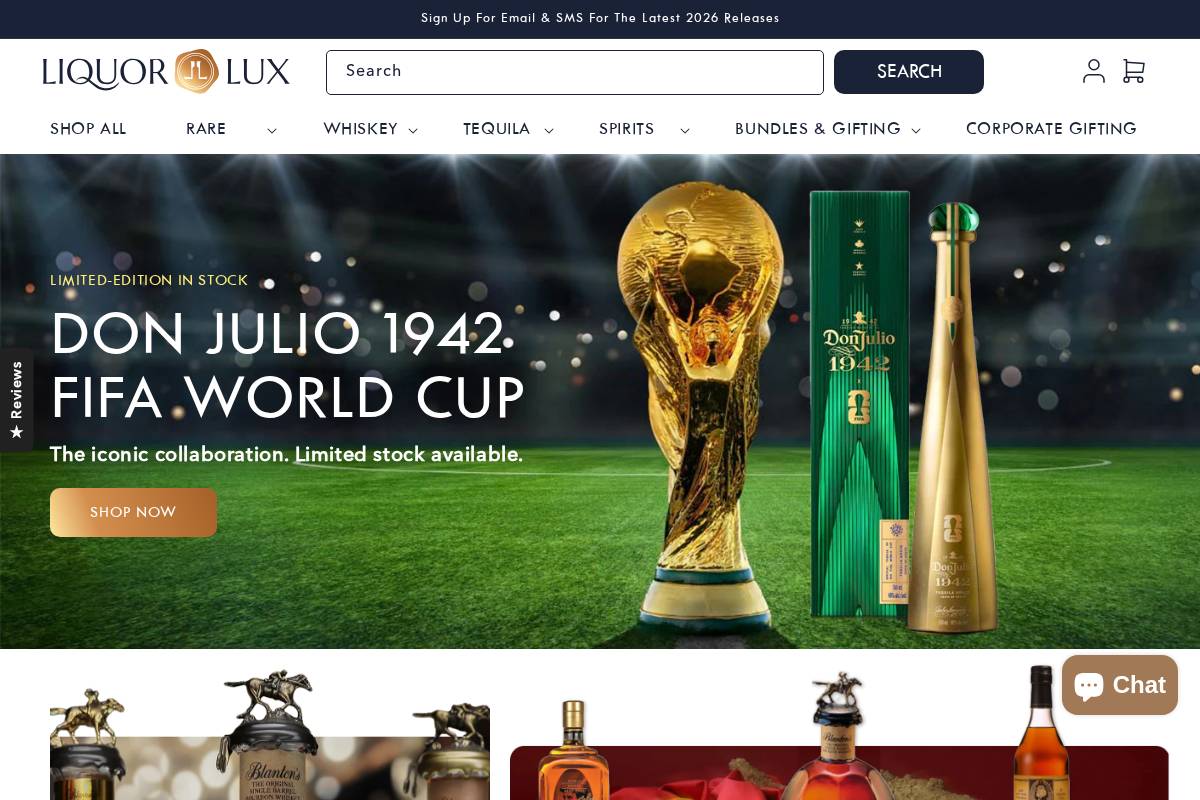 liquorlux.com homepage screenshot