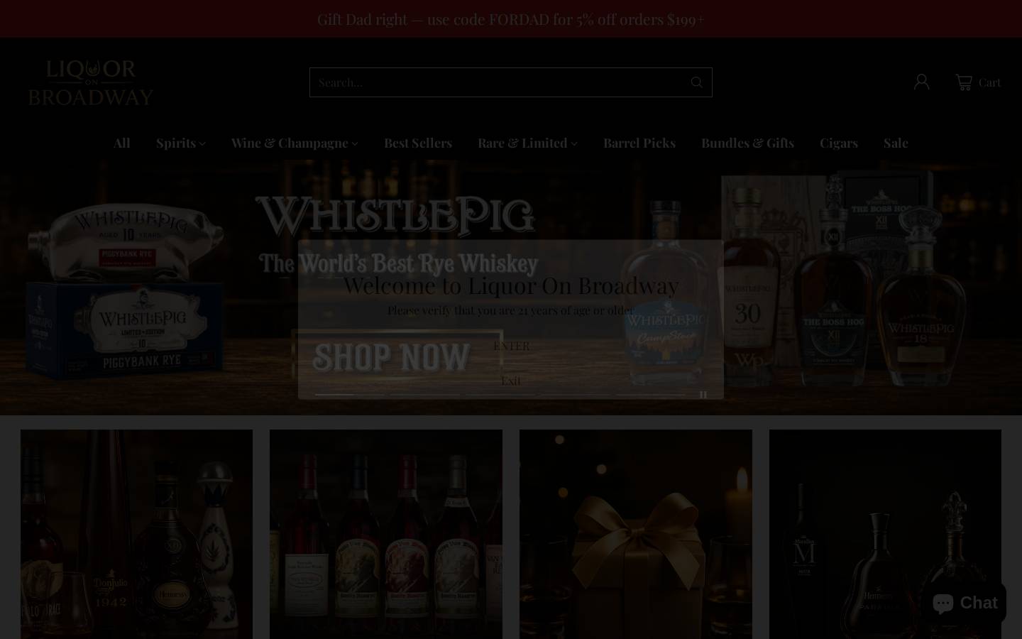 liquoronbroadway.com homepage screenshot