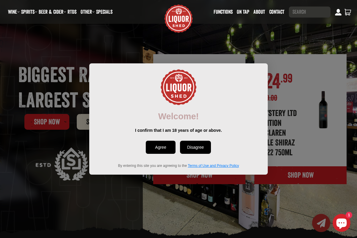 liquorshed.com.au homepage screenshot