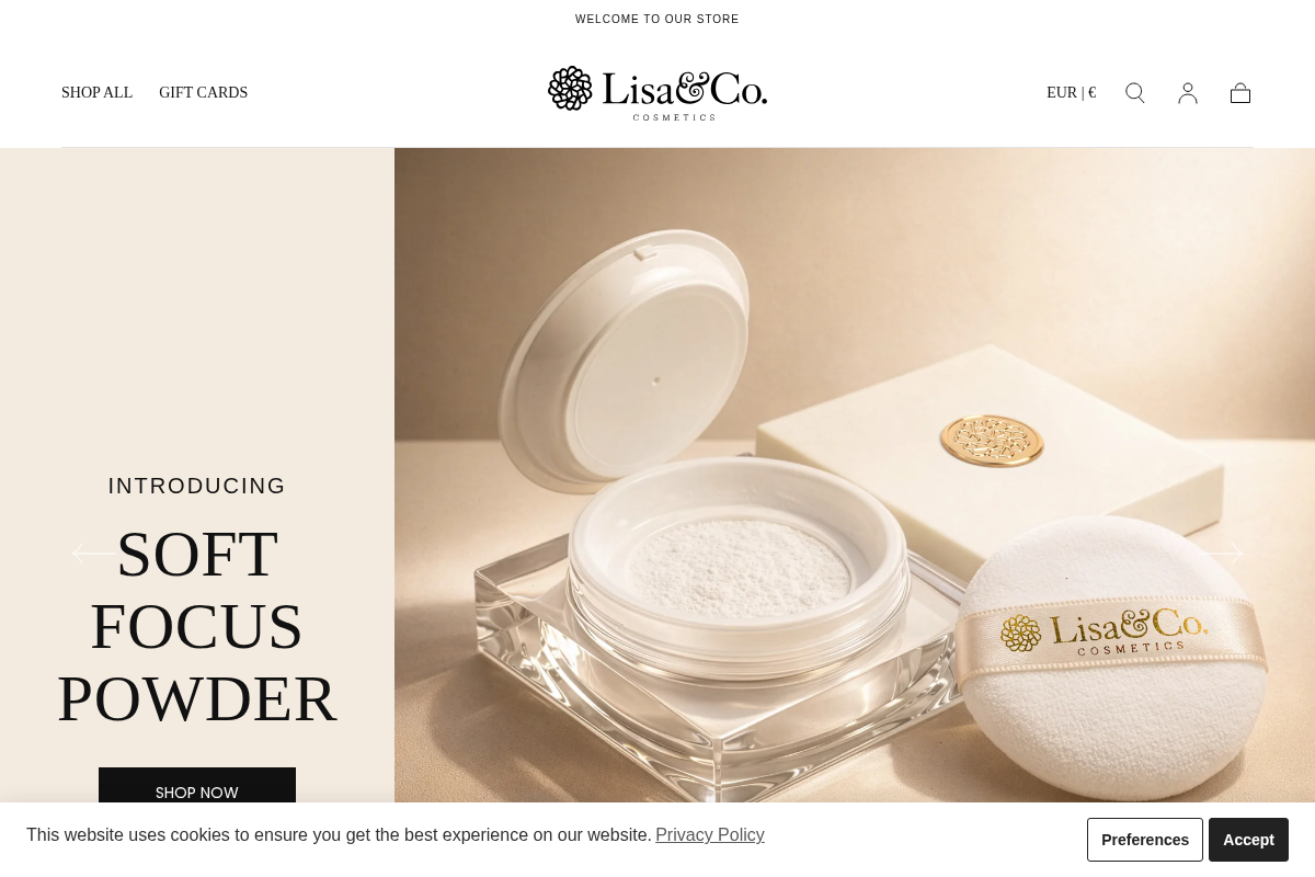 Lisa & Co Cosmetics homepage screenshot