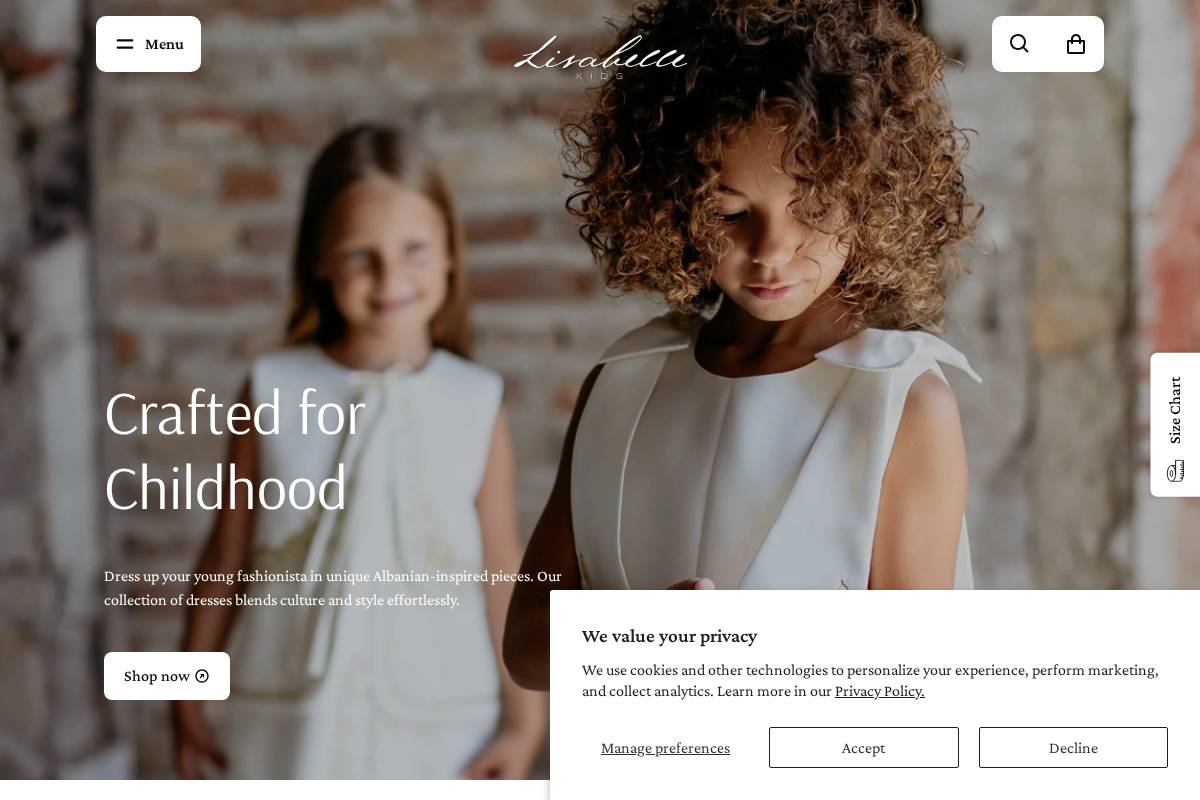 lisabellekids.com homepage screenshot