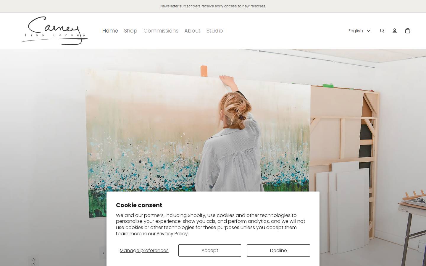 lisacarneyart.com homepage screenshot