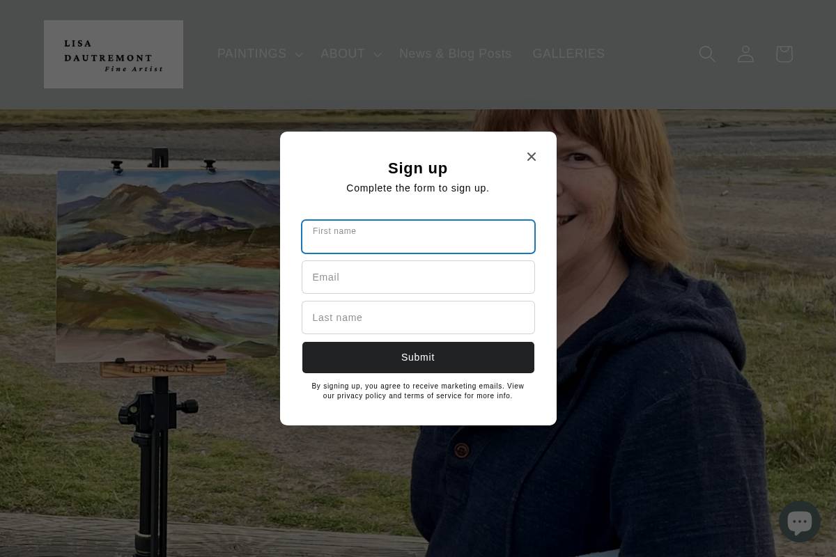 lisadautremontartist.com homepage screenshot