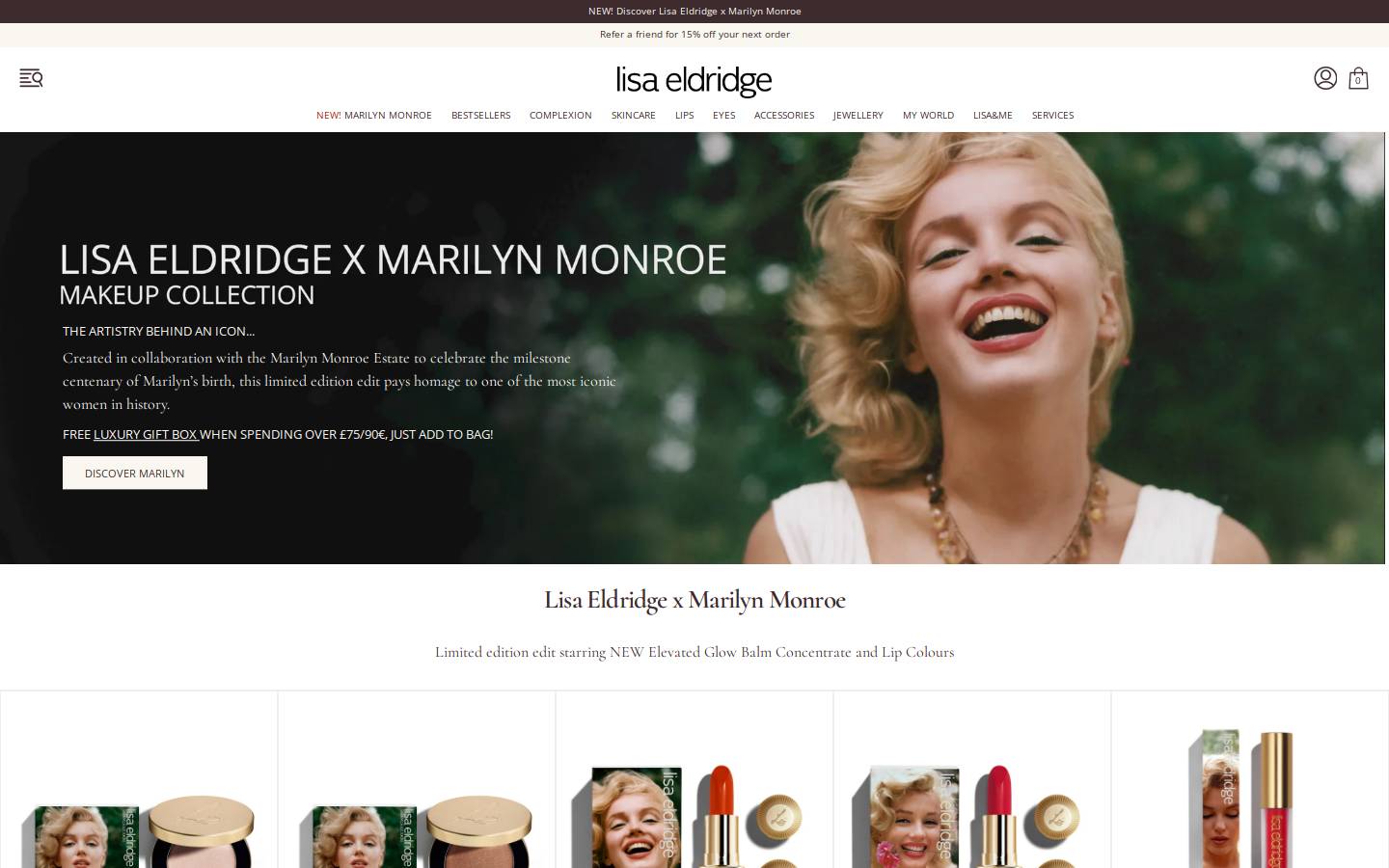 Lisa Eldridge Beauty homepage screenshot