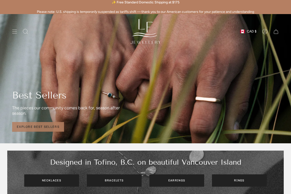 LF Jewellery homepage screenshot