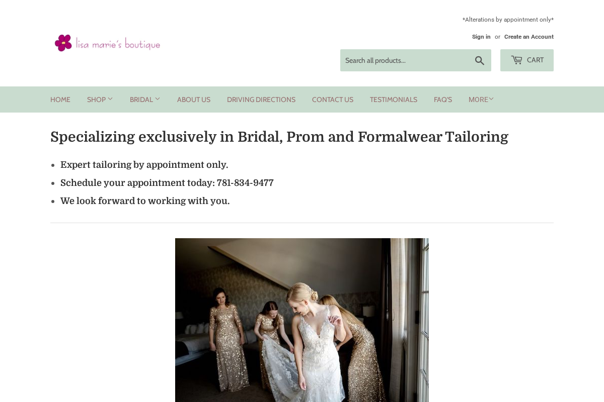 lisamarieboutique.com homepage screenshot