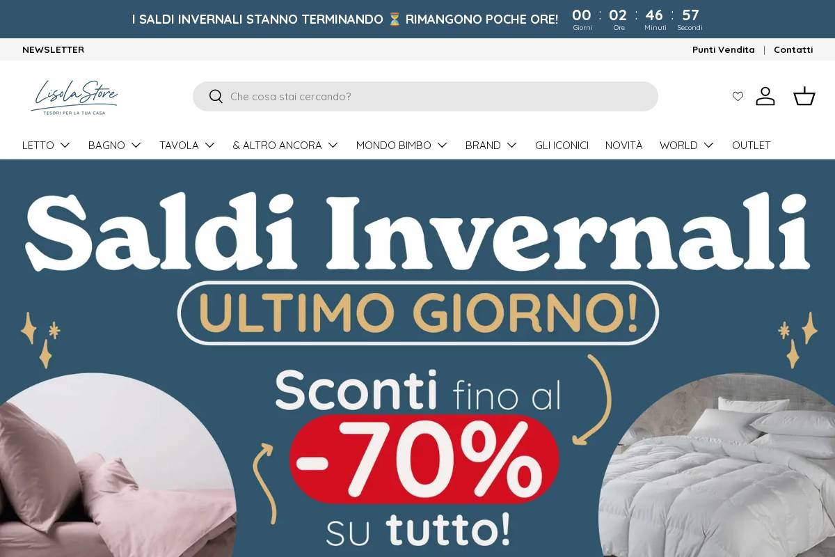 LisolaStore homepage screenshot