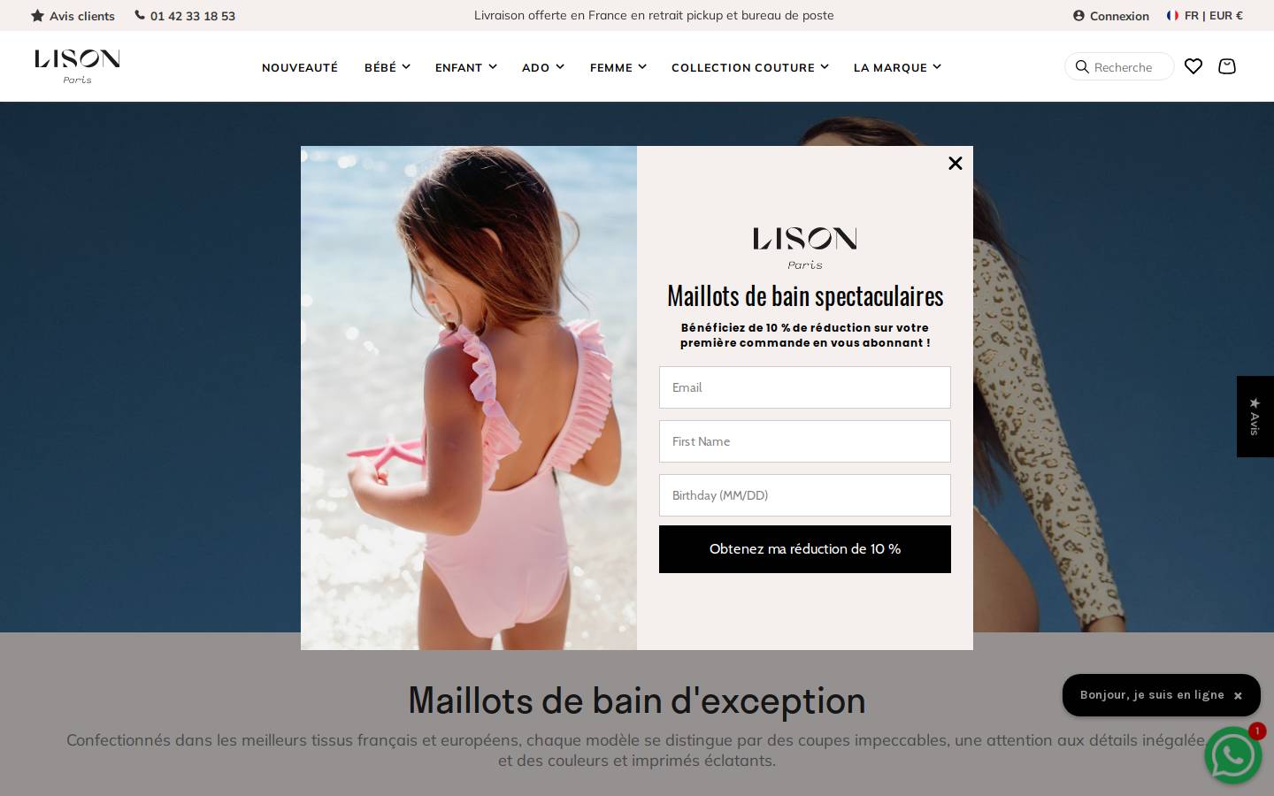 lisonparis.com homepage screenshot