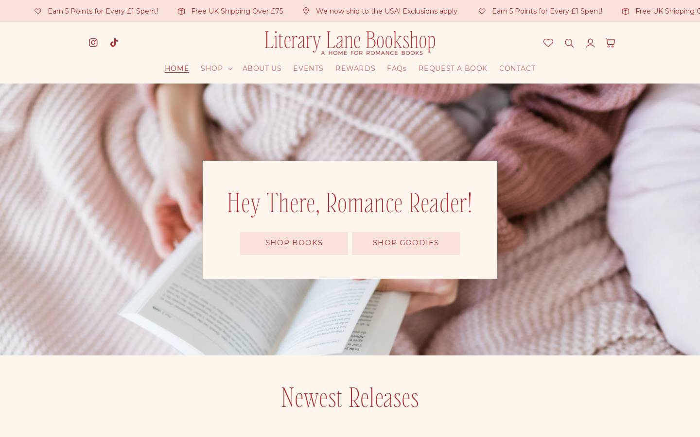literarylanebookshop.com homepage screenshot