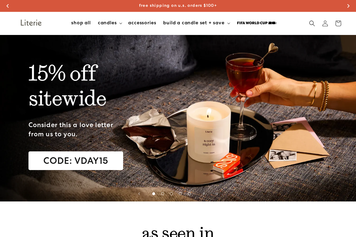 Literie Candles homepage screenshot