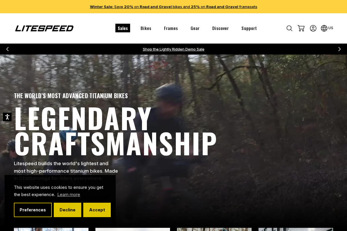 Litespeed Bicycles homepage screenshot